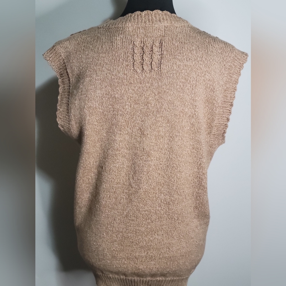 VTG Jantzen Classic Boho Oatmeal Knit Sweater Vest Hand Embroidered Size M. - Picture 4 of 8